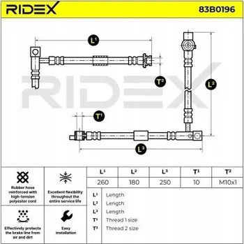 Brzdová hadice Ridex 83B0196 Brzdová hadice