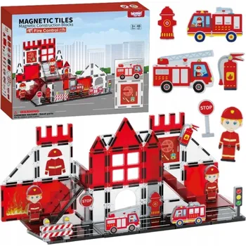 ostatní stavebnice STAVEBNICE MAGNETICKÉ STAVEBNICE 3D HASIČI 48 DÍLKŮ