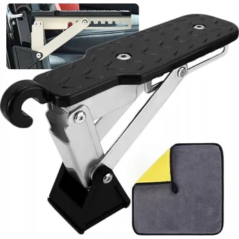 Schůdek UNIVERZÁLNÍ SKLÁDACÍ STUPÍNEK NA ZÁMEK DVEŘÍ AUTA STŘEŠNÍ ČERNÝ