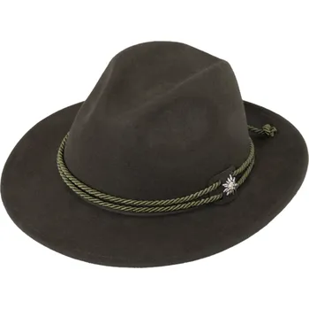 Klobouk Fiebig - Headwear since 1903 Zimní plstěný myslivecký klobouk - hnědý se šňůrkou Velikost: 55 cm (S)