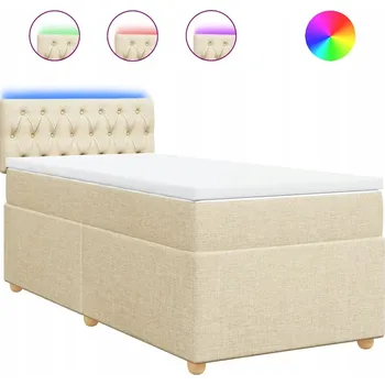 Postel Kontinentální postel s LED osvětlením, krémová, 200 x 80 x 100,5 cm