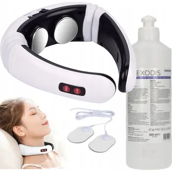 Masážní přístroj MASÁŽNÍ PŘÍSTROJ NA KRK ELEKTROSTIMULÁTOR KRKU GEL ULTRAZVUK ÚLEVA OD BOLESTI ELEKTRODY