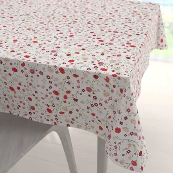 ubrus Bavlněný čtvercový ubrus Sandra SA-719 Červeno-béžové drobné květiny na bílém 60x60 cm