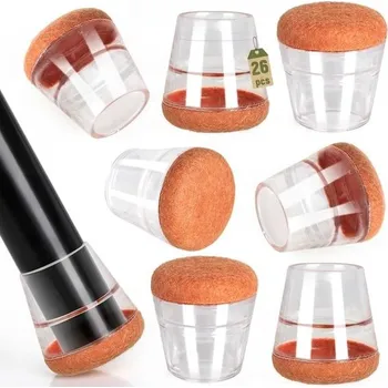 Podlahová lišta 26dílná sada krytek nohou židlí s plstí – chrániče nohou kulatých židlí. Chrání podlahy a snižují