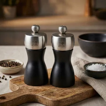 Mlýnek na koření PEUGEOT Fidi 2 ks černé – dřevěné ruční mlýnky na pepř a sůl