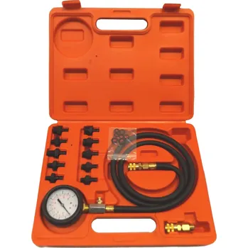 Autodiagnostika TESTER TLAKU OLEJE S ADAPTÉRY 12 DÍLŮ, 0-10 BAR / 0-140 PSI