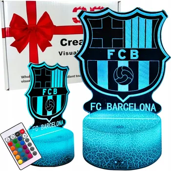 Lampička Noční lampa stolní pro děti FC Barcelona znak logo 16 LED 3D + dálkové ovládání