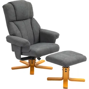 Křeslo Polohovatelné křeslo s taburetem 79 x 80 x 104 cm | tmavě šedé