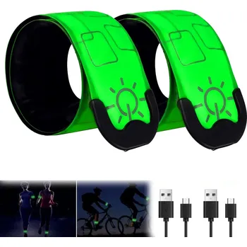 2x LED REFLEXNÍ PÁSKA NA RUKU RAMENO PRO BĚHÁNÍ NA KOLO VODĚODOLNÁ USB