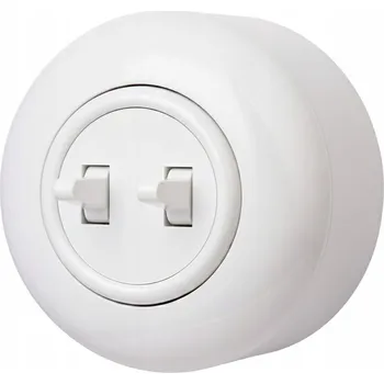 vypínač LOFT BÍLÝ DVOJITÝ SCHODIŠŤOVÝ POVRCHOVÝ SPÍNAČ JEDNOPÓLOVÝ JLM