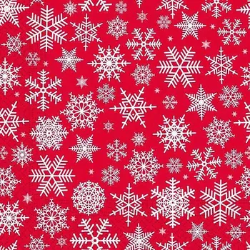 Papírový ubrousek Procos Ubrousky papírové červené se sněhovými vločkami 33x33 cm 20 ks