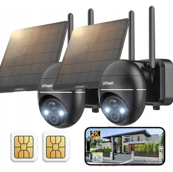 IP kamera 2x SOLÁRNÍ VENKOVNÍ KAMERA OTOČNÁ NA SIM KARTU 4G LTE GSM 2K 3MP ZOOM