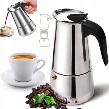 Kávovar Moka konvička na espresso pro indukci a plyn NEREZOVÁ OCEL