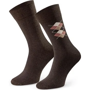 Pánské ponožky Hnědé pánské oblekové ponožky se vzory Art.056 IC245, BROWN MELANGE Velikost: 42/44