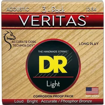 Struna pro kytaru a smyčcový nástroj DR Strings VTA-12 Veritas 3-Pack Struny pro akustickou kytaru (Jako nové)