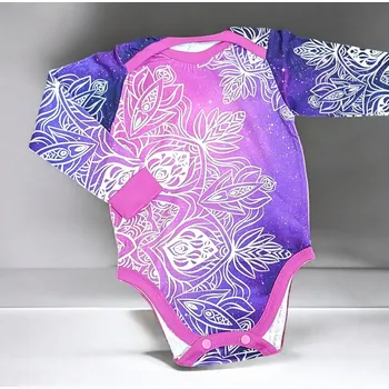 Kojenecký body Dětské body s dlouhým rukávem 92 98 Velikost: 92/98 fialové mandaly Dětské body