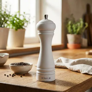 Kuchyňský mlýnek DE BUYER Java 18 cm bílý - dřevěný ruční mlýnek na pepř