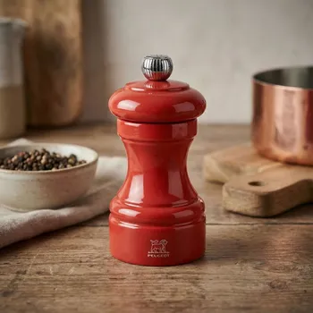 Kuchyňský mlýnek PEUGEOT Bistrorama Terracotta 10 cm červená - dřevěný ruční mlýnek na pepř