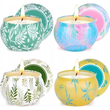 Svíčka VOŇAVÉ SÓJOVÉ SVÍČKY PŘÍRODNÍ DÁREK SADA 4 KUSŮ DÁREK