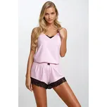 Dámské pyžamo Laura Světle růžová s černou - Momenti Per Me růžovo-černá M