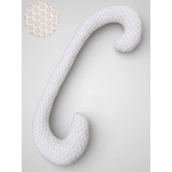 Těhotenský a kojicí polštář C - ecru růžové kvítky, bavlněný