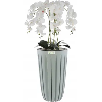 umělá květina Orchidej umělý bílý v květináči kytice H 100 cm květináč šedý s drážkami