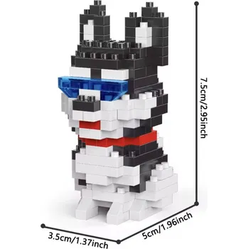 ostatní stavebnice Stavebnice s psem Husky Sladký pejsek Pes s kostkami Brýle Kreativní Dárek