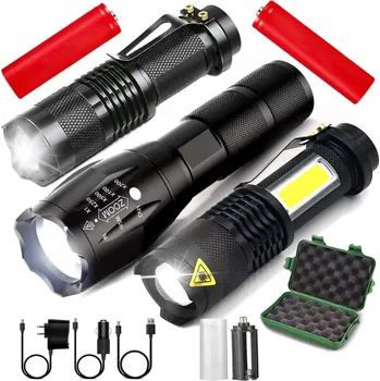 Svítilna Multifunkční LED svítilna černá 1800 lm 5 režimů dobíjecí IPX4