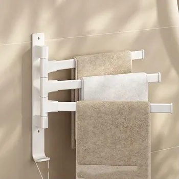 Věšák Nástěnný držák ručníků bez vrtání do koupelny: držák ručníků s otočením o 180°, 3 ramena -