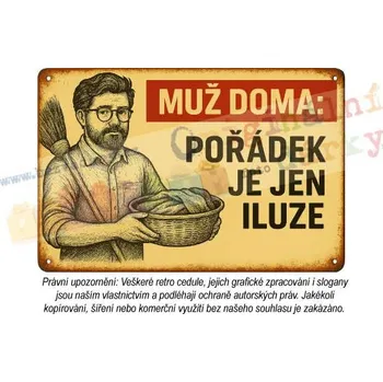 Plechová cedule cedule - muž v domácnosti 8 - Plast / A5 ( 20x15cm)
