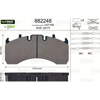 Brzdová destička Sada brzdových destiček, kotoučová brzda VALEO 882248