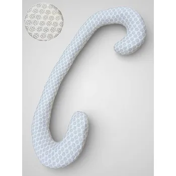 Těhotenský a kojicí polštář C - ecru modré kvítky, bavlněný