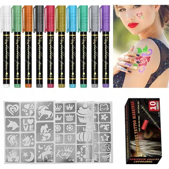 Výtvarná sada SADA NA VÝROBU TETOVÁNÍ S FIXAMI A ŠABLONAMI - VELKÉ TETOVÁNÍ PRO DĚTI