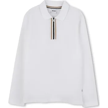 Chlapecké tričko Dětské bavlněné tričko s dlouhým rukávem BOSS J52333.102.108 bílá 00X, vel. 108