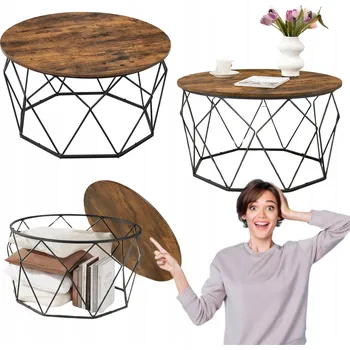 Konferenční stolek KÁVOVÝ STOLEK KULATÝ INDUSTRIÁLNÍ RUSTIKÁLNÍ LOFT