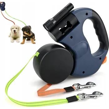 Vodítko pro psa PŘENOSNÉ VODÍTKO PRO DVA PSY S LED SVÍTILNOU