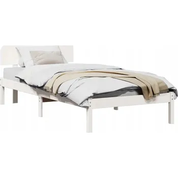 Postel Rám postele z masivního borovicového dřeva, bílý, 75 x 190 cm