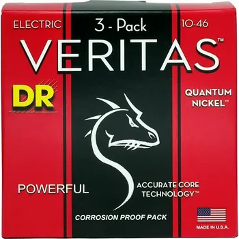 Příslušenství pro strunný nástroj DR Strings VTE-10 Veritas 3-Pack Struny pro elektrickou kytaru (Jako nové)