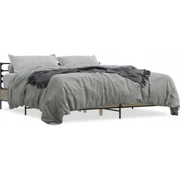 Postel Rám postele dub sonoma 203 x 203 x 74 cm s kovovými nohami
