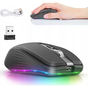Myš Bezdrátová myš s RGB podsvícením, dobíjecí, duální režim USB 2v1