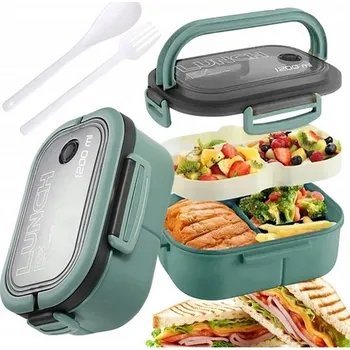 Svačinový box Ecarla Box na oběd / svačinu s příborem 21x14,5x8cm Máta PJM44M