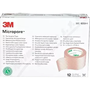 Zdraví 3M Micropore papír.náplast tělová 2.5cmx9.1m 12ks