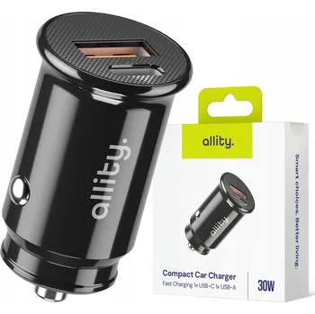 Allity nabíječka do auta automobilová 1x USB-C 1x USB-A 30W černá