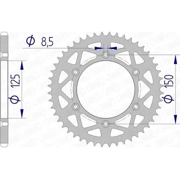 Nářadí na motocykly 72304N-50 ZADNÍ HNACÍ ROZETA MOTO. HLINÍKOVÁ, ELOXOVANÁ STŘÍBRNÁ AFAM