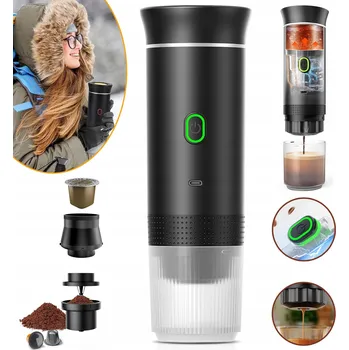 Kávovar PŘENOSNÝ BEZDRÁTOVÝ KÁVOVAR 3V1, VELKÉ KAPSLE, MLETÁ KÁVA