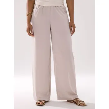 Dámské kalhoty Sinsay - Kalhoty s širokými nohavicemi a vázáním - béžová - 675FJ-02X - 675FJ-02X-XXL