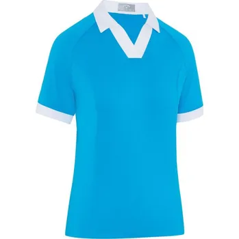Dámské tričko Callaway Colour Block Polo, Vivid Blue, dámské golfové tričko S