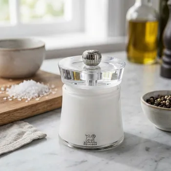 Mlýnek na koření PEUGEOT Bali 8 cm bílý – akrylový ruční mlýnek na sůl
