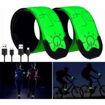 2x LED REFLEXNÍ PÁSKA NA RUKU RAMENO PRO BĚHÁNÍ NA KOLO VODĚODOLNÁ USB