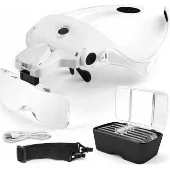 Lupa ZVĚTŠOVACÍ BRÝLE NA ČTENÍ SKLO LUPA JUBILERSKÁ S LED OSVĚTLENÍM BÍLÁ